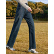 Betu women's new winter jeans plus velvet denim straight pants slimming pants for women 2411X03 denim color M
