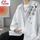 Anchuxia Chinesischer Stil Sticked Jacke Herrener Anzug Frühling und Sommer Neue Sonnenschutzkleidung Herrenmode dreiteiliger schwarzer Mantel + Baumwolle Short T + Black Hosen XL [Empfohlen 120-140jin [Jin gleich 0,5 kg]]
