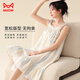 
Cat men women's pajamas nightgown women summer pure cotton French suspenders sweet sexy loose slim home clothes beige L