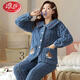 LangSha pajamas for women in autumn and winter coral velvet new style can be worn on the outside, thickened flannel, winter warm home clothing set B683 rabbit head - purple M [75-95Jin [Jin equals 0.5 kg]]