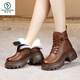 Specht mit echten Lederwolle Martinstiefel für Frauen 2024 neue Winter Baumwollstiefel Fell integrierte Baumwollschuhe plus samtige Dicke Sohle Schneestiefel Schwarz Pure Woll Inner 36