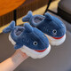 Winter children's cotton slippers, boy's shark bag heel, warm and furry, cute girl's home baby anti-slip cotton slippers, sky blue (heel included) 12, size 32/33 (shoe inner length 19CM, suitable for feet 18