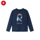 Reieima 2024 Herbst- und Winter neuer Stil für Männer, Frauen und Kindersportfeuchtigkeitsabsorption und schnell trocknend gedrucktes Strickauszug, langärmeliges T-Shirt 698B-Narrow Blue 164 cm
