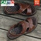 Echte Ledersandalen von Cartelo Herren für den Sommer 2025 Neue lässige Strandschuhe trendige mittlere und ältere Doppelpurpel-Outdoor-Kleidung Vaters Pantoffeln 12129 Brown 44