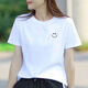 Veros pure cotton white short-sleeved T-shirt for women slim fit simple summer new sports style casual women's half-sleeved top 1477 L (110-125 Jin [Jin equals 0.5 kg])