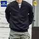 ROMON handsome trendy autumn men's henley collar long-sleeved T-shirt bottoming shirt stand-up collar solid color loose casual pullover sweatshirt gray high quality 3XL recommended 150-165Jin Jin equals 0.5 kg