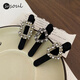 SO SOUL Hair Clip Women's Bangs Forehead Side Clip Light Luxurious Rhinestone High-end One-Word Clip Headwear Duckbill Clip Hair Clip Summer Temperament Gray Diamond Style Single