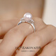 Meluxe akoya seawater pearl ring nearly round strong light S925 silver live mouth female ring birthday gift for wife Akoya8-8.5mm