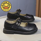 G.duck Little Yellow Duck Girls' Small Leather Shoes Spring and Autumn New Product 2025 Black British Style Princess Shoes Soft Sole Children's Performance Shoes JJL-Black C8062 Size 35 (Inner Length 22.5cm)