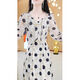 Xuyan Xerl Yene Qingdao Vestido de seda de algodón Jimo 2024 Autumn New High-End Skirt para mujeres Temprano en otoño nuevo estampado de lunares de moda 13751-apricot L [sugerido 95-110jin [Jin equivale a 0.5 kg]]