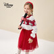 Disney (DISNEY) children's clothing children's girls woolen long-sleeved dress mesh New Year's red skirt 23 winter DB341RE02 red 120