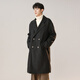 Dingfengbaoluo Korean style woolen coat for men winter mid-length thickened coat high-end double-breasted HK09 matte black L