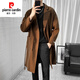 Pierre Cardin British Windbreaker Jacket Men's Mid-Length Spring and Autumn Fatty Large Size Woolen Over-the-Knee High-Quality Men's Kensington Coat Khaki 5XL