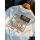 Romon round neck short-sleeved T-shirt for men's half-sleeved summer new trendy brand printed loose casual bottoming shirt men's top 1047 white T-shirt 2XL size