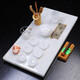 OUOETY Azul Color He Yushi Tea Tea Plate Tea Tea Tea Light Light Luxury Luxury Small Kung Fu Té Comal Office Oval Tea Tea Silk Jade 1049*35*3