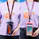 Zailu mobile phone waterproof bag, touch screen swimming phone case, photo taking, rain-proof special widened lanyard for take-out, not neck-stretching, armband pink and transparent, with GoodLuck widened adjustable lanyard