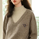 Olrain 2025 new women's winter oatmeal color fake two-piece turtleneck lazy casual pullover sweater oatmeal color S