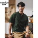 Pure (YISHion) American 320g heavyweight t-shirt men's short-sleeved polo shirt men's 2025 new loose tough guy Henry shirt T-shirt men 2323 military green S suitable for 90-115Jin Jin equals 0.5 kg