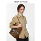 VEGA CHANG brown rhyme simple luxury long-sleeved shirt for women 2025 new autumn and winter simple high-end shirt soft sand brown (shirt) M