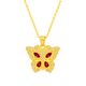 Mingzuan International 18K gold antique point diamond ruby butterfly pendant au750 inlaid zircon necklace as a birthday gift for girlfriend