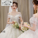 Orihime one-shoulder light wedding dress 2025 new temperament main yarn bride summer cover thick arms floor-length large tail princess style tail style standard mid-waist veil bustle one size XL size recommended 120Jin Jin is equal to 0.5 kg or less