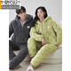 Modal thickened coral velvet couple pajamas for women, winter three-layer quilted men's flannel home clothes MZB439 hooded quilted women L