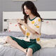 Pei Shiyan high-quality cotton pajamas for women in summer short-sleeved two-piece set cartoon sweet summer thin style can be rose color a9859 shorts XL 115-135Jin [Jin equals 0.5 kg]