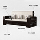 Harmonious Home Sofa Bed New Chinese-style purple gold sandalwood solid wood sofa bed dual-purpose push-pull multi-function living room storage combination Sofa Bed [upgraded latex style] Assembly
