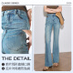 Olrain blue jeans women's spring 2024 new retro high-waist slim versatile boot-cut pants retro blue M