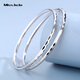 Miss JuJu PT950 platinum bracelet for women, white gold, round plain ring, stacked thin bracelet, semi-solid, inner diameter 54mm, weight 8.51g, about 3mm thick