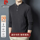 Pierre Cardin 2025 Autumn and Winter New Men's Double-sided German Velvet Sweatshirt Bottoming Shirt Middle-aged Henry Leads the Trend and Versatility Long-Sleeved T-Shirt Black D509 XL 130-150Jin Jin is equal to 0.5 kg