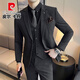 Pierre Cardin Bräutigam Anzug Männer Business Professional Formale Wedding Kleid hübsche ungezwungene Slim große Größe Anzug Männer SJT9889 Schwarzer dreiteiliger Anzug (Anzug + Hosen + Weste) XL Highly 160-180 Gewicht 120-135 Jin [Jin gleich 0,5 kg]