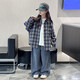 Girls plaid shirt spring and autumn 2025 new fashionable girls big children autumn fashionable jacket children Korean style shirt red 170