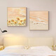 Huaixue Cream Style Restaurant Dekorative Malerei Kombination Nordic Style Wohnzimmer Esstisch Wand Hänge Malerei Blockstil Bett Schlafzimmer Bett Wandgemälde JD12370 50*50 cm Kristall Porzellan Aluminiumlegierung Gold Rahmen