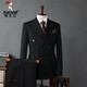 Woodpecker (TUCANO) Men's Double-breasted Suit Suit, Men's Business Formal Wear, Korean Groomsmen's Suit, Wedding Suit, Groom's Suit Jacket, Men's Brown Double-breasted Suit (suit + trousers) 50/L (112-125Jin Jin is equal to 0.5kg)