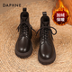 Daphne Martin Boots for Women 2024 Осень и зимний новый британский стиль плюс бархатные короткие ботинки для женщин для женщин для женских обуви толстая подошва рост в ретро-обуви для женщин коричневая главная картина [Добавлена бархат] 37