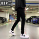 Jeep Spirit Jeep Jeep Herren neue High Street Trend Marke High-End-Herrenhosen Patch Herrenhosen Schwarze Schlanke Füße Hosen Schwarz G833 Modell 32