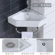 Linear Home triangular basin wall-mounted washbasin small apartment corner bracket fan-shaped mini washbasin household ceramic basin 25.5cm triangle basin + hot and cold faucet + square mirror