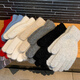 Muqing pure color knitted gloves winter men and women outdoor cycling warm thickened elastic fingered student gloves new year red one size fits all