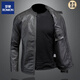 ROMON Venom European and American simple stand-up collar simulated leather jacket men's motorcycle handsome spring and autumn style overcome youth slim leather jacket gray XL one size larger