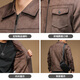 Jiyan Chao Luxury Leather Jacket Men's Winter Velvet Thickened Windproof Warm Lapel Multi-Pocket Men's Casual Jacket Coat Premium Khaki 2XL