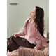 Wide-color pink sweater sweater lapel jacket waist 2025 autumn and winter new women's long-sleeved plush top Pink Posted on November 23 S