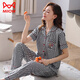 Catman (MiiOW) star pajamas summer women's pure cotton short-sleeved trousers spring and autumn red plaid middle-aged mother's large size home clothing FTX-9921 M - Recommended 80-95Jin [Jin equals 0.5 kg]