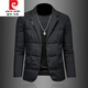 Pierre Cardin autumn and winter new suit collar cotton jacket men's trendy slim youth suit casual warm cotton jacket black M recommended 80-110Jin Jin equals 0.5 kg