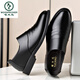 Woodpecker brand men's shoes genuine leather business formal leather shoes men's Korean version of height-enhancing shoes plus fin cotton shoes men's British shoes wedding shoes trend 6189 black style 44