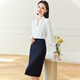 Weishipin Spring Suit Jacket for Women Small 2024 New Style Ladylike Professional Suit Work Clothes Navy Suit + Midi Skirt L Recommended 108-117 Jin Jin equals 0.5 kg