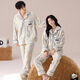 Emanan winter warm coral velvet couple pajamas for women thickened and velvet simple casual flannel men's home wear set GEY7886 women's XL