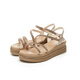 Daphne (DAPHNE) Roman sandals 2025 women's new summer rhinestone strap heel thick sole small sponge cake shoes women's shoes beige 38