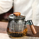 Jinpan teapot glass tea water separation high temperature resistant tea maker with filter wooden handle single pot Kung Fu tea set tea cup household vertical pattern teapot 600ml