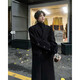 
NEW OR MODE British style long lapel woolen coat men's autumn and winter new versatile rivets high-end loose trendy coat Black XL